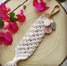 Load image into Gallery viewer, "JHAROKHA" Collection of macramé keychain with assorted charms
