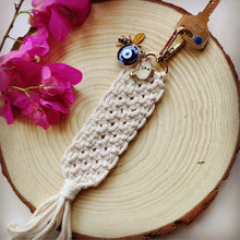 Load image into Gallery viewer, "JHAROKHA" Collection of macramé keychain with assorted charms