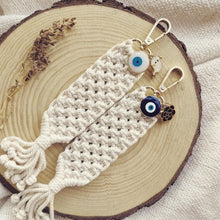 Load image into Gallery viewer, YOURS & MINE COLLECTION of macramé keychain with assorted charms
