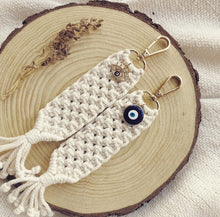 Load image into Gallery viewer, YOURS & MINE COLLECTION of macramé keychain with assorted charms