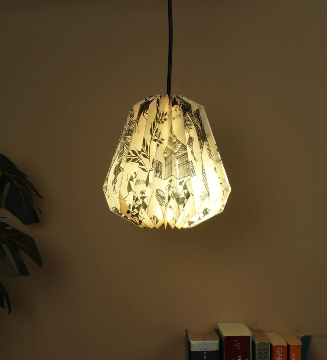 WARLI LARGE CONICAL COLLAPSIBLE ORIGAMI HANGING LAMPSHADE