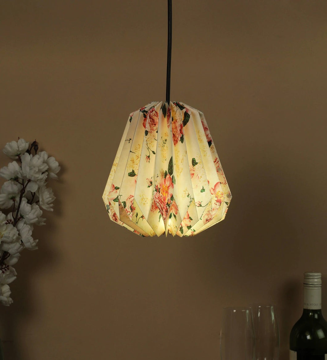 VICTORIAN FLORAL COLLAPSIBLE CONICAL HANDCRAFTED ORIGAMI HANGING LAMPSHADE