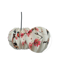 Load image into Gallery viewer, CHERRY BLOSSOM WITH VIOLET BIRD DAHLIA COLLAPSIBLE ORIGAMI HANGING LAMPSHADE
