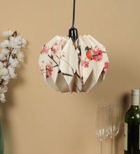 Load image into Gallery viewer, CHERRY BLOSSOM WITH VIOLET BIRD DAHLIA COLLAPSIBLE ORIGAMI HANGING LAMPSHADE
