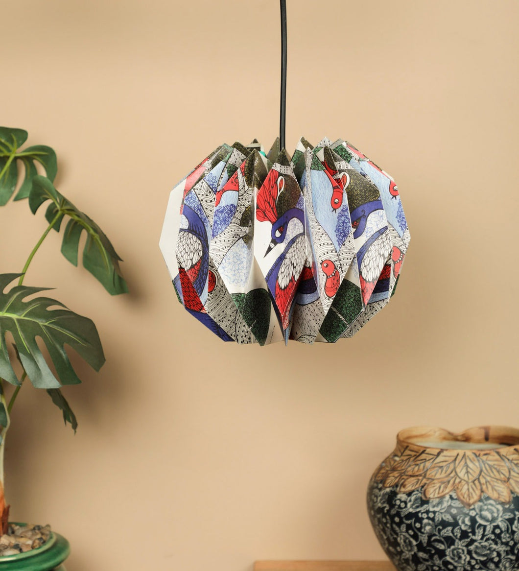 GOND ART COLLAPSIBLE DAHLIA ORIGAMI HANGING LAMPSHADE