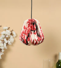 Load image into Gallery viewer, RED CHERRY BLOSSOM COLLAPSIBLE CONICAL ORIGAMI HANGING LAMPSHADE
