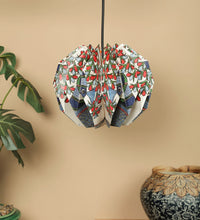 Load image into Gallery viewer, GOND ART LARGE COLLAPSIBLE DAHLIA ORIGAMI HANGING LAMPSHADE
