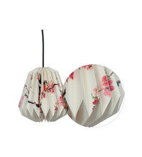 Load image into Gallery viewer, CHERRY BLOSSOM WITH VIOLET BIRD COLLAPSIBLE ORIGAMI HANGING LAMPSHADE
