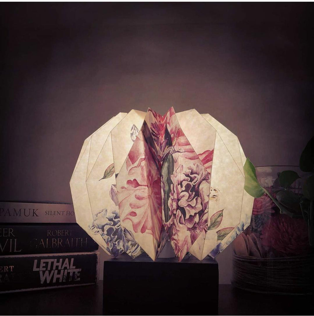 MULTICOLOR FLORAL COLLAPSIBLE DAHLIA HANDCRAFTED ORIGAMI TABLE LAMP