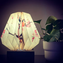 Load image into Gallery viewer, CHERRY BLOSSOM WITH VIOLET BIRD COLLAPSIBLE ORIGAMI TABLE LAMP
