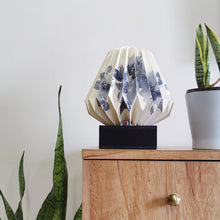 Load image into Gallery viewer, BLUE FLORAL COLLAPSIBLE ORIGAMI TABLE LAMP
