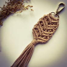 Load image into Gallery viewer, DUNE Collection macramé keychain with assorted charms
